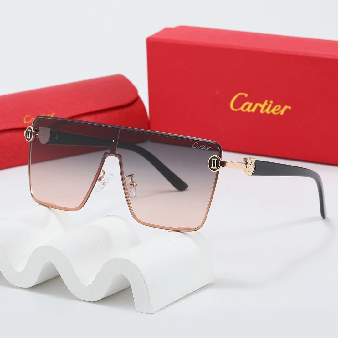 Cartier Red Tinted Lens Geometric Sunglasses, Polished Frame Style 07