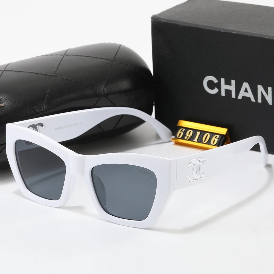 Chanel Black Tinted Lens Square Sunglasses, Polished Frame Style 23