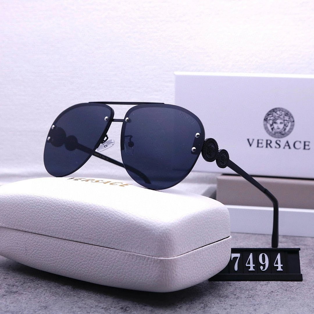 Versace Gray Tinted Lens Square Sunglasses, Polished Frame Style 28