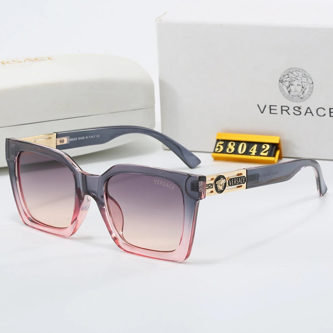 Versace Gray Tinted Lens Square Sunglasses, Polished Frame Style 21
