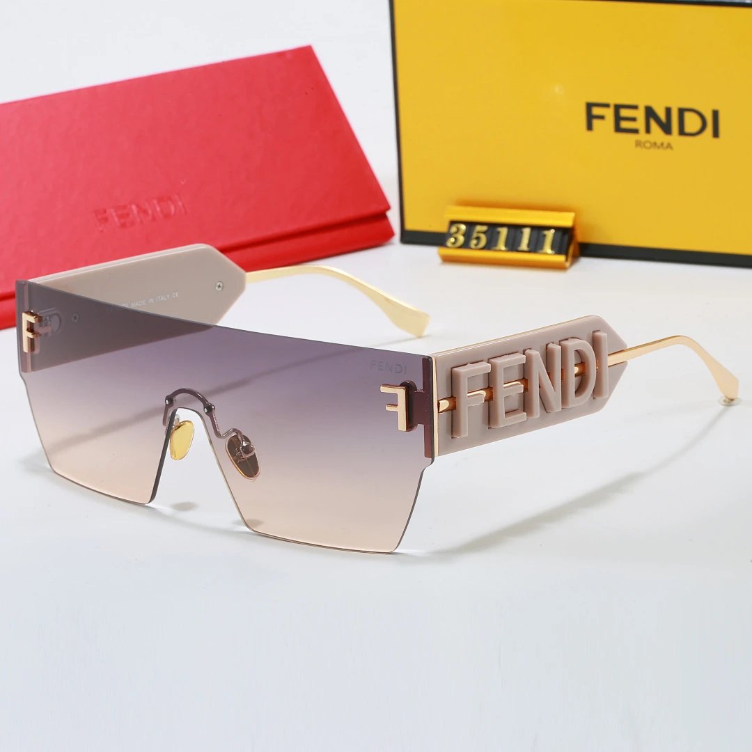 Fendi Brown Tinted Lens Square Sunglasses, Polished Frame Style 19