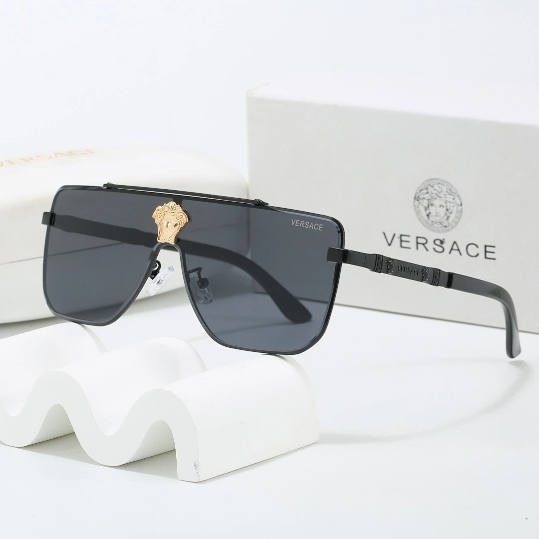Versace Gray Tinted Lens Square Sunglasses, Polished Frame Style 12
