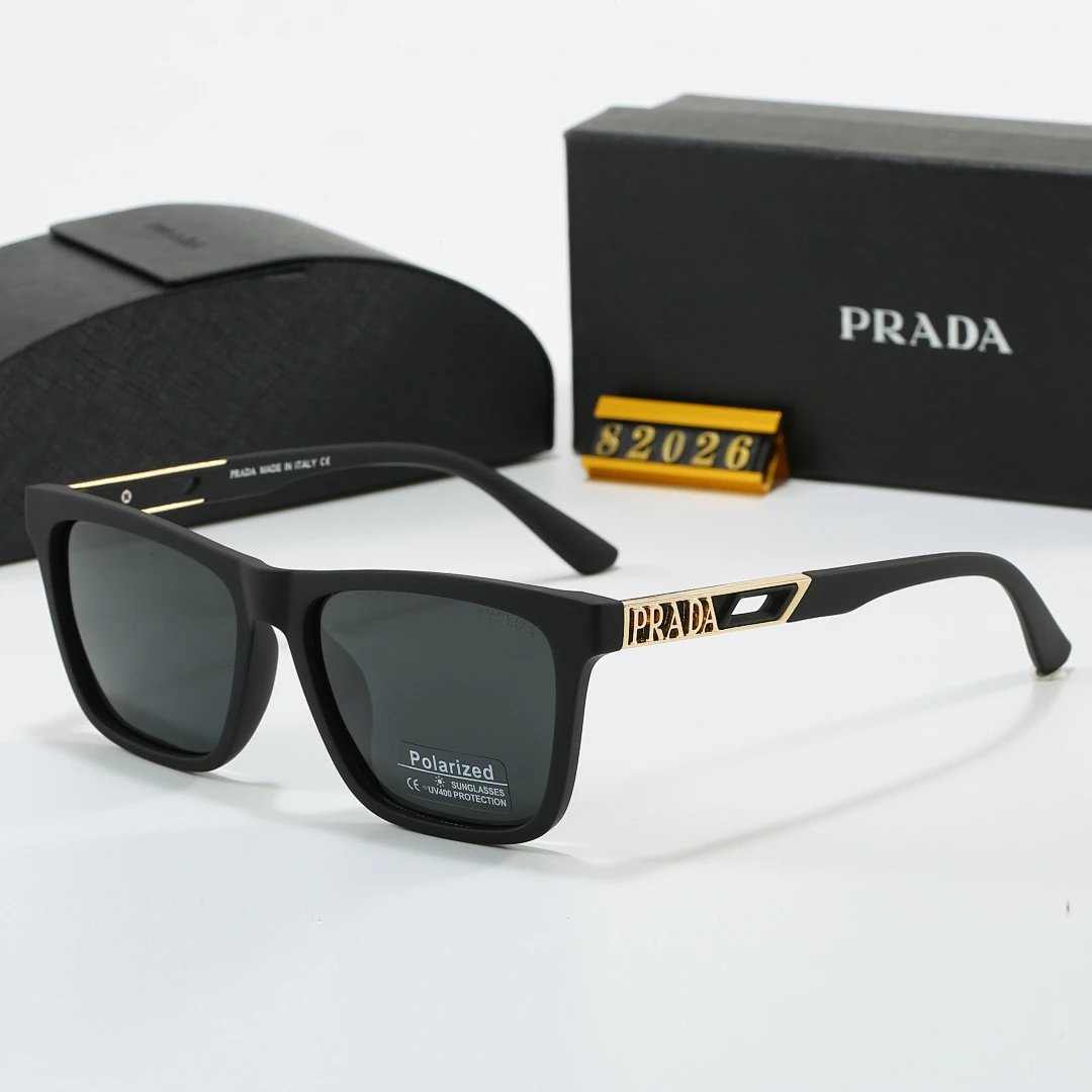 Prada Black Tinted Lens Square Sunglasses, Polished Frame Style 26