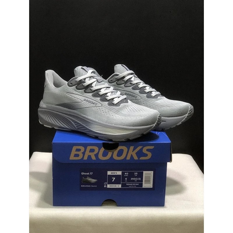 Brooks Ghost 17 Running Shoes Grey White - Style 5