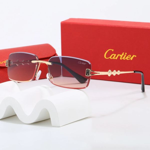 Cartier Red Tinted Lens Geometric Sunglasses, Polished Frame Style 01