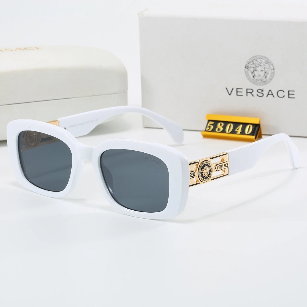 Versace Gray Tinted Lens Square Sunglasses, Polished Frame Style 29