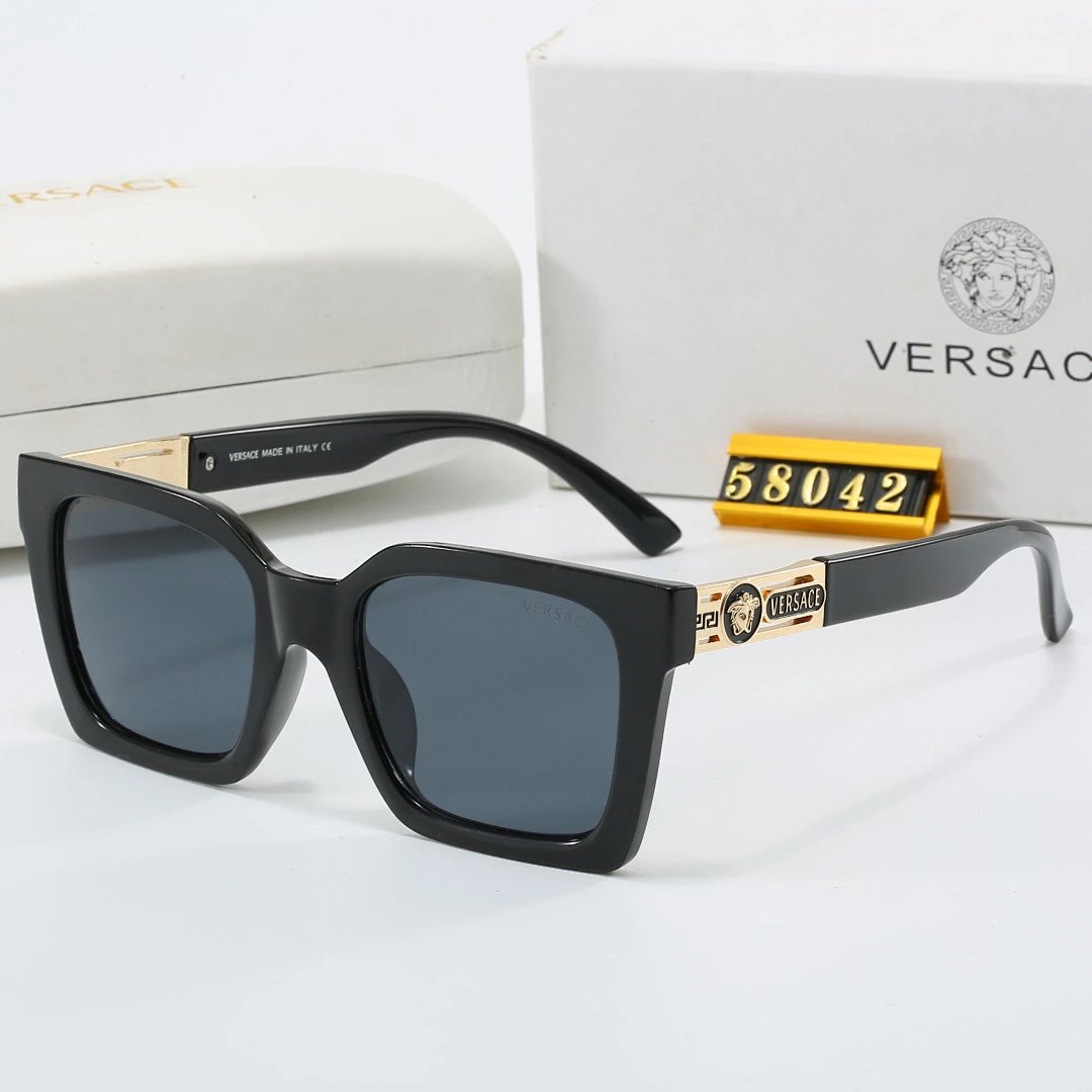 Versace Black Tinted Lens Square Sunglasses, Polished Frame Style 18