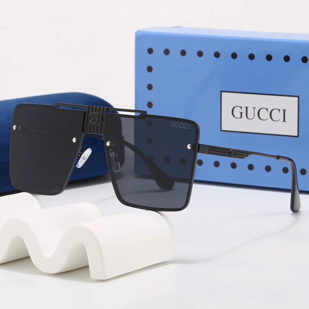 Gucci Blue Tinted Lens Square Sunglasses, Polished Frame Style 21