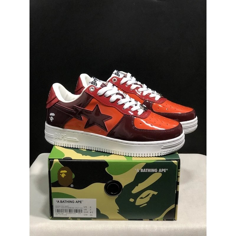 BAPE STA Low Top Sneakers low-top Red Orange - Style 7