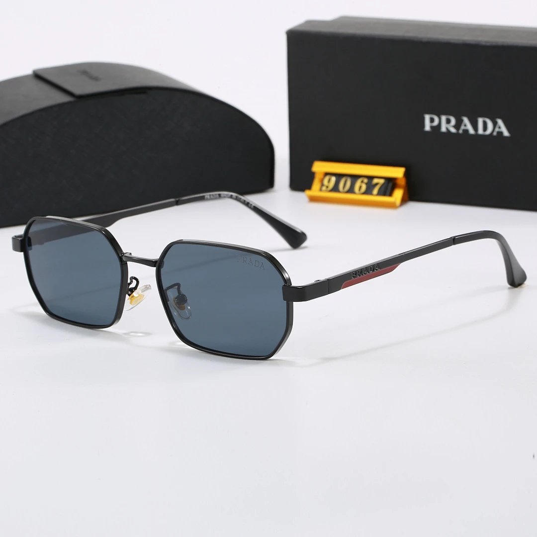 Prada Black Tinted Lens Square Sunglasses, Polished Frame Style 18