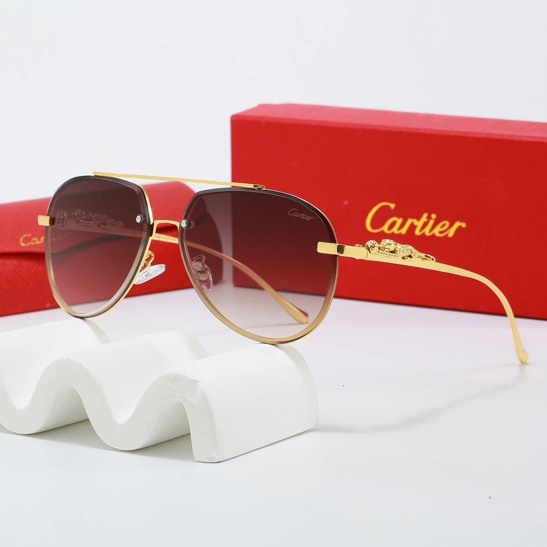 Cartier Red Tinted Lens Geometric Sunglasses, Polished Frame Style 04