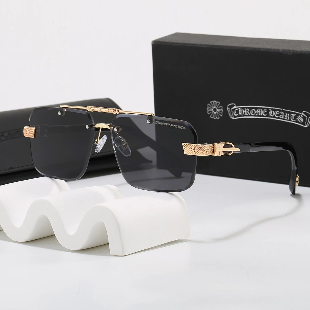 Chrome Hearts Black Tinted Lens Square Sunglasses, Polished Frame Style 05