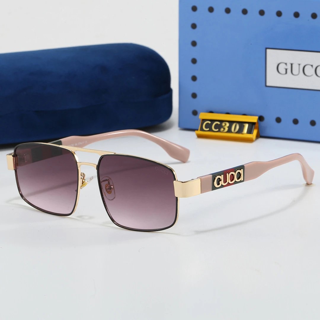Gucci Blue Tinted Lens Square Sunglasses, Polished Frame Style 18