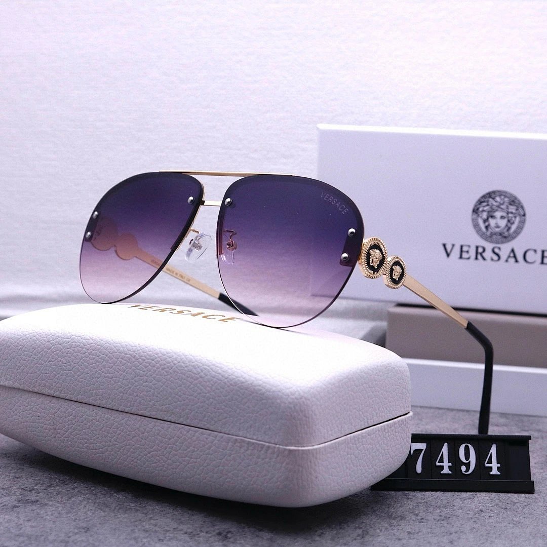 Versace Gray Tinted Lens Square Sunglasses, Polished Frame Style 23