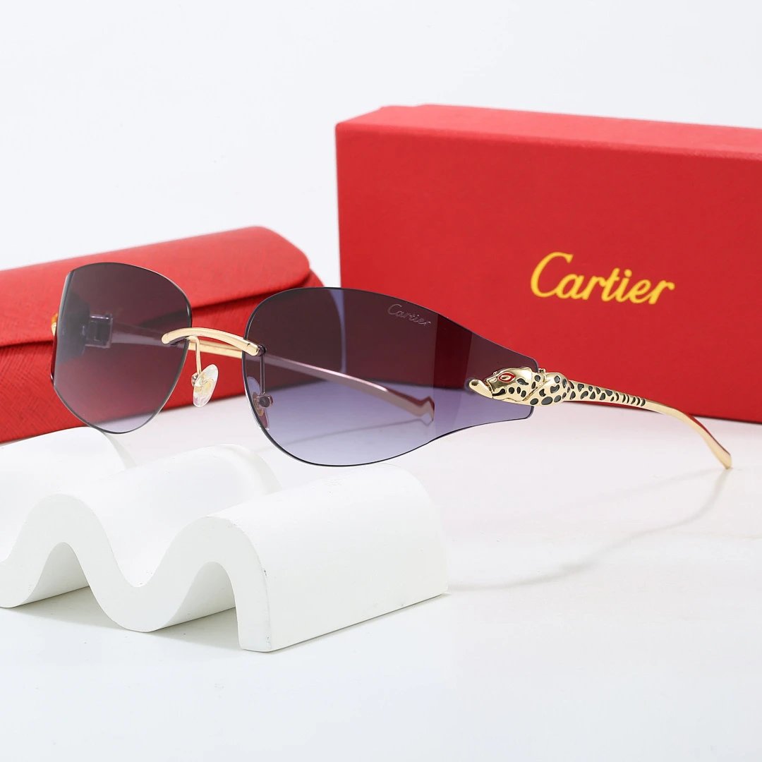 Cartier Red Tinted Lens Geometric Sunglasses, Polished Frame Style 12