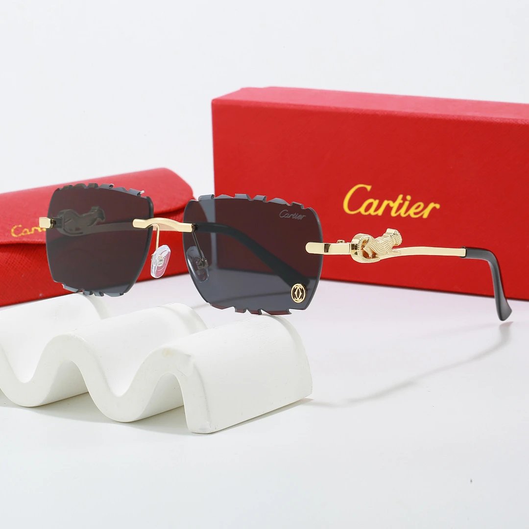 Cartier Red Tinted Lens Geometric Sunglasses, Polished Frame Style 08
