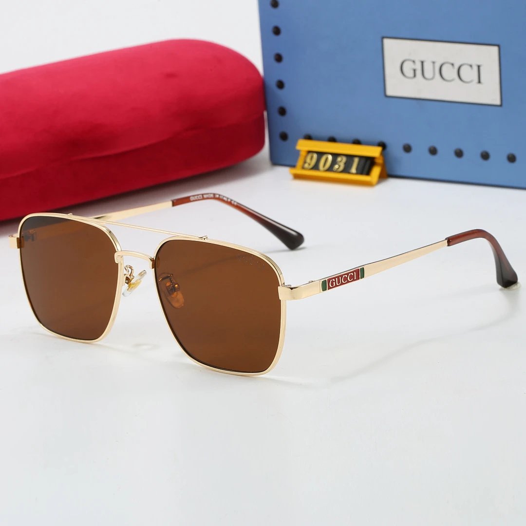 Gucci Brown Tinted Lens Square Sunglasses, Polished Frame Style 10