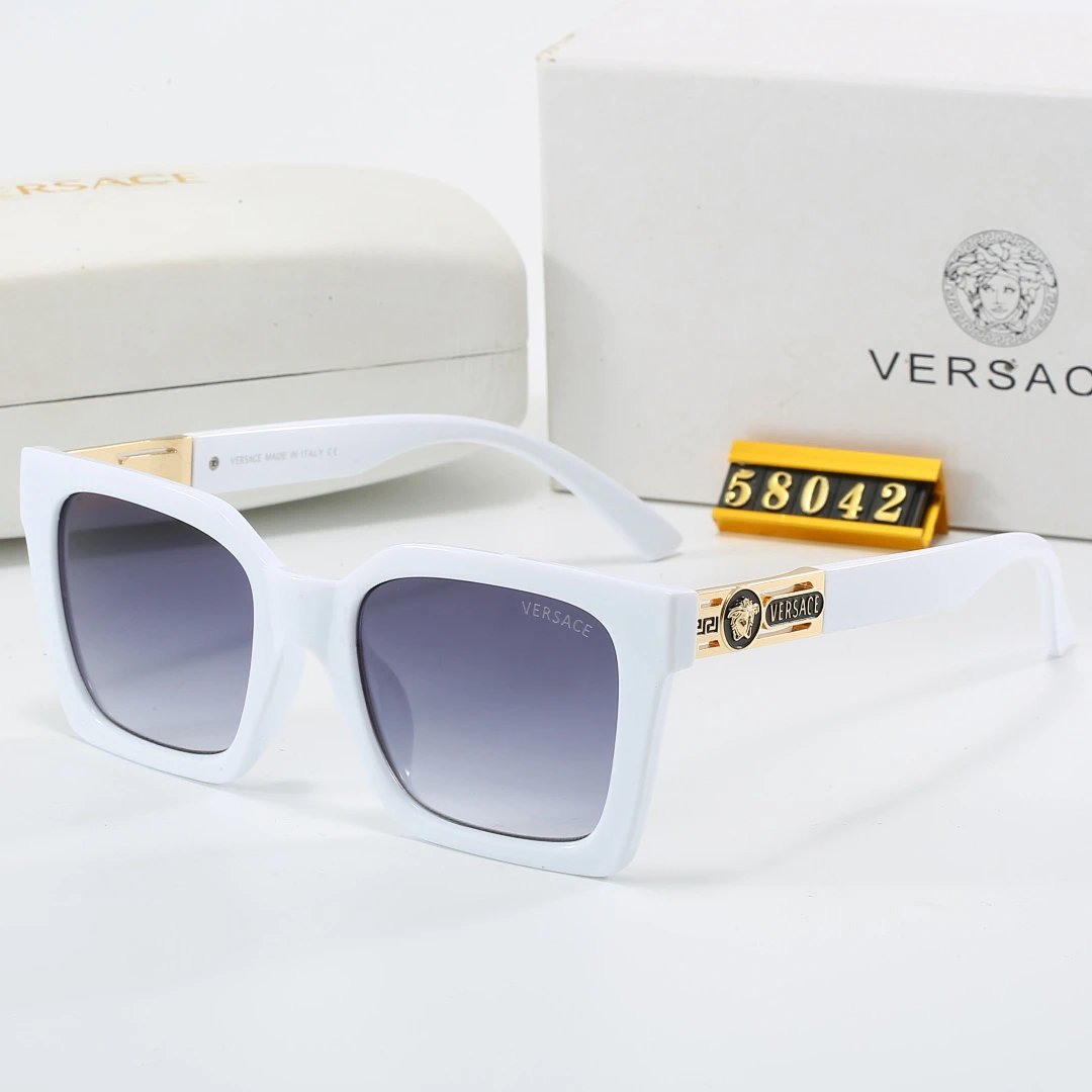 Versace Gray Tinted Lens Square Sunglasses, Polished Frame Style 16