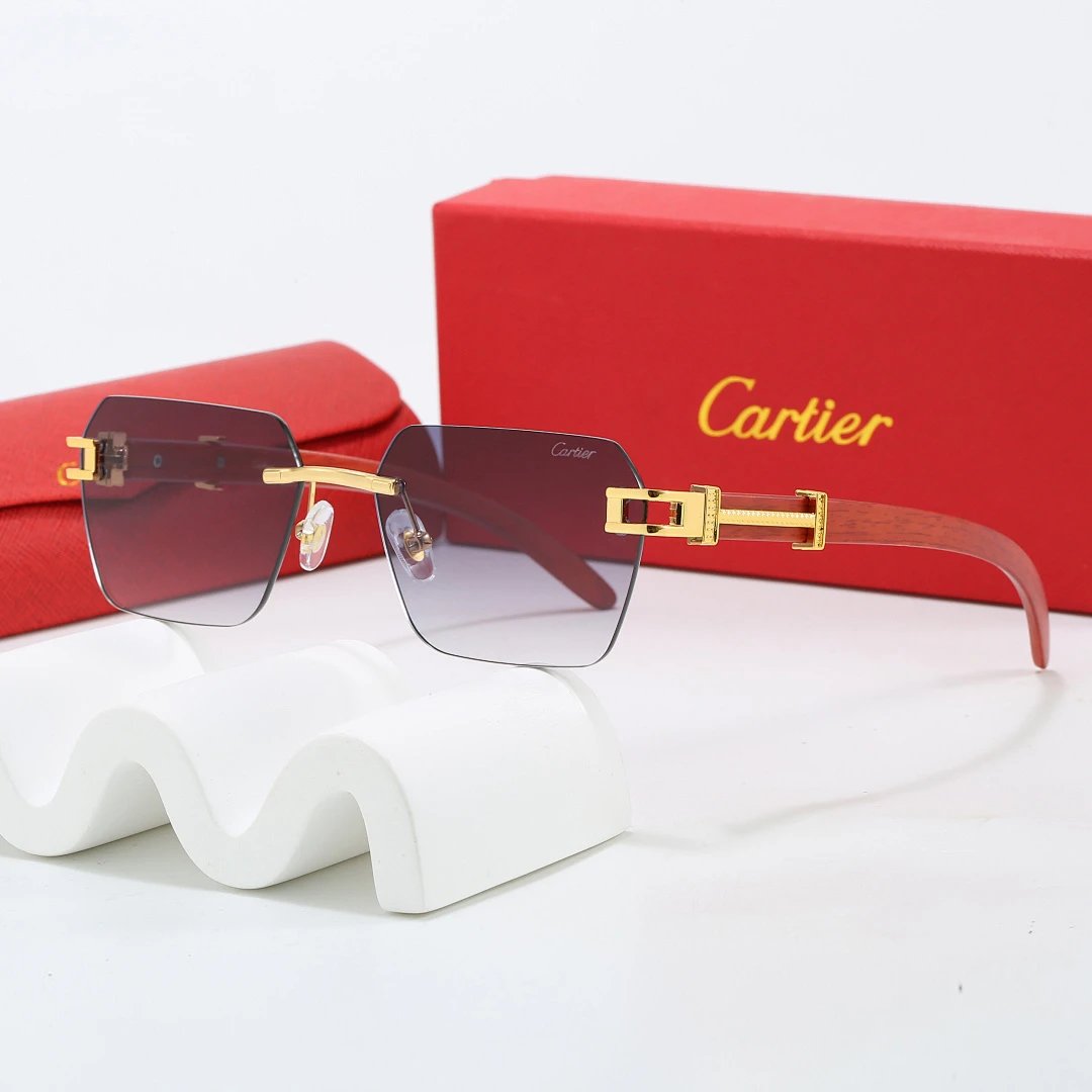 Cartier Red Tinted Lens Geometric Sunglasses, Polished Frame Style 15