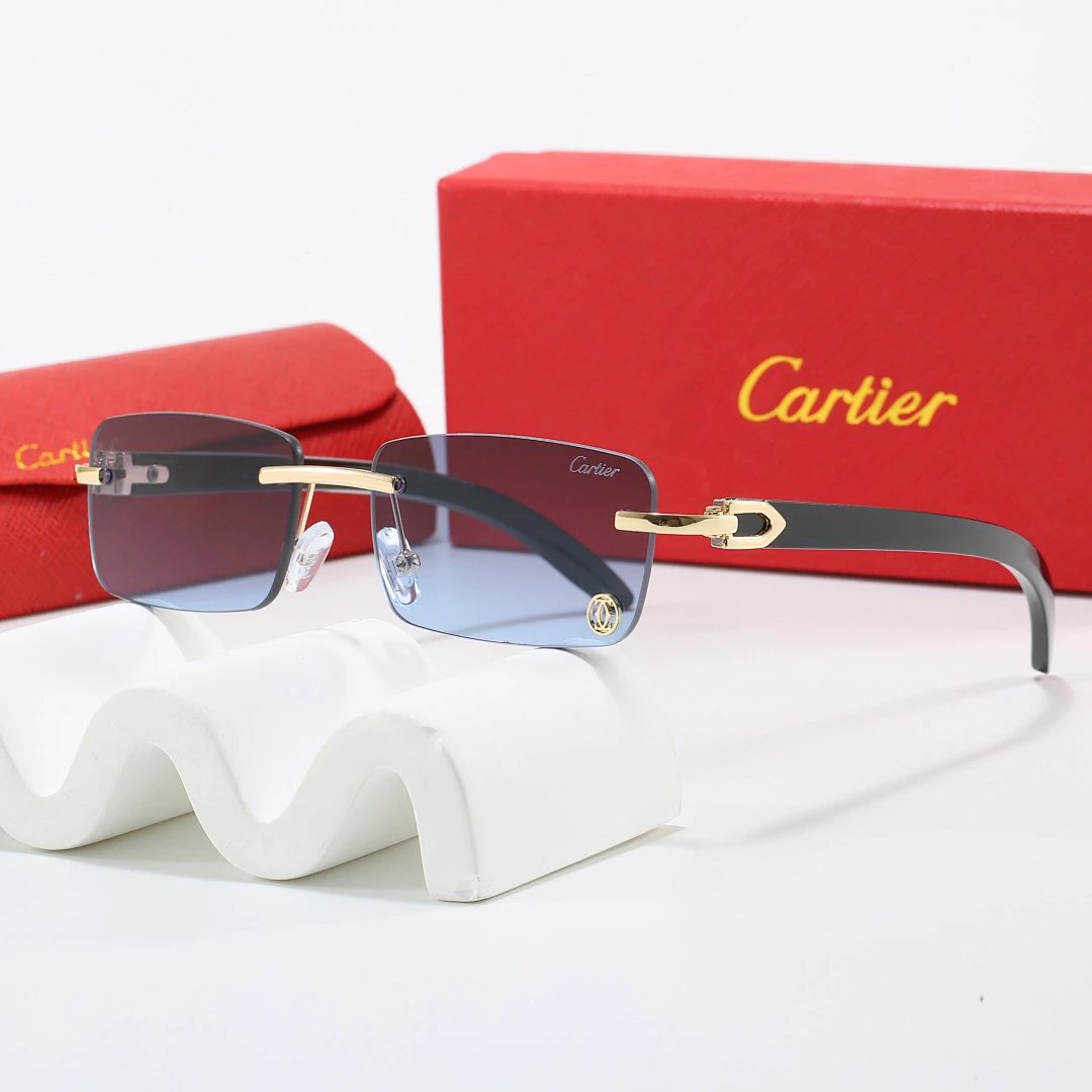 Cartier Red Tinted Lens Geometric Sunglasses, Polished Frame Style 01