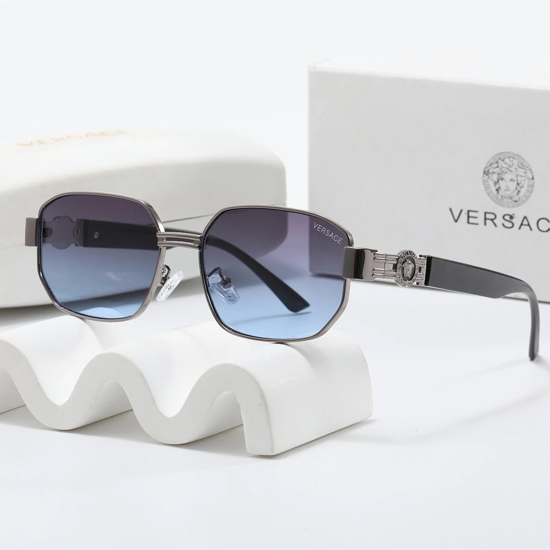 Versace Gray Tinted Lens Square Sunglasses, Polished Frame Style 30