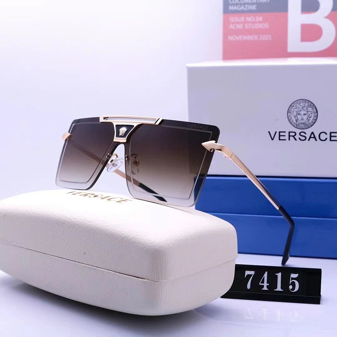 Versace Blue Tinted Lens Square Sunglasses, Polished Frame Style 06