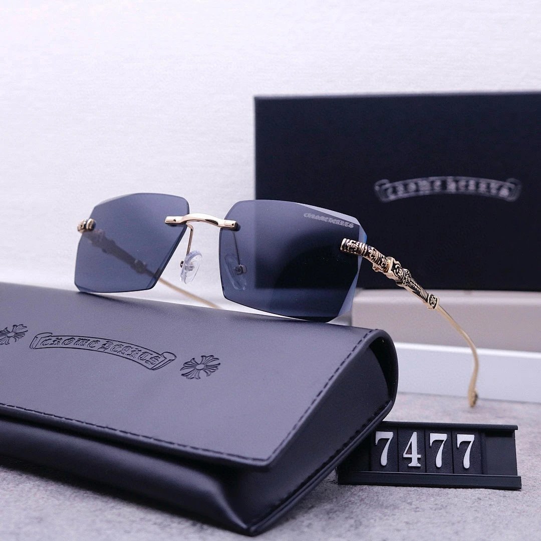 Chrome Hearts Black Tinted Lens Square Sunglasses, Polished Frame Style 08