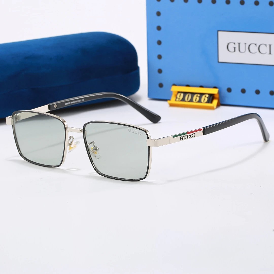 Gucci Blue Tinted Lens Square Sunglasses, Polished Frame Style 17