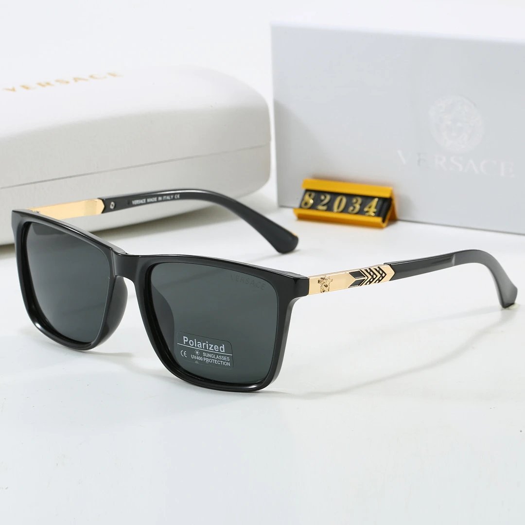 Versace Black Tinted Lens Square Sunglasses, Polished Frame Style 10