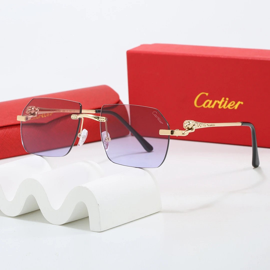 Cartier Red Tinted Lens Geometric Sunglasses, Polished Frame Style 18