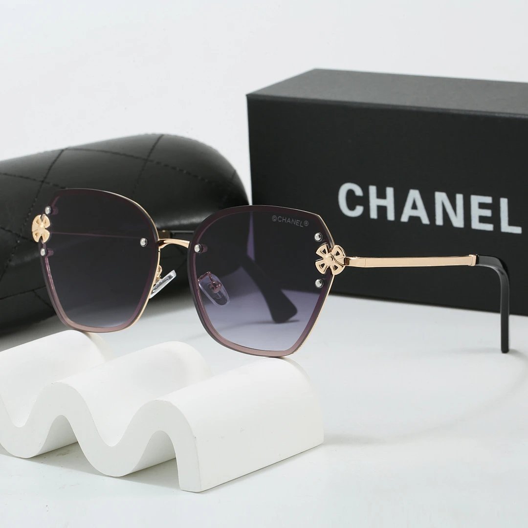Chanel Black Tinted Lens Square Sunglasses, Polished Frame Style 25