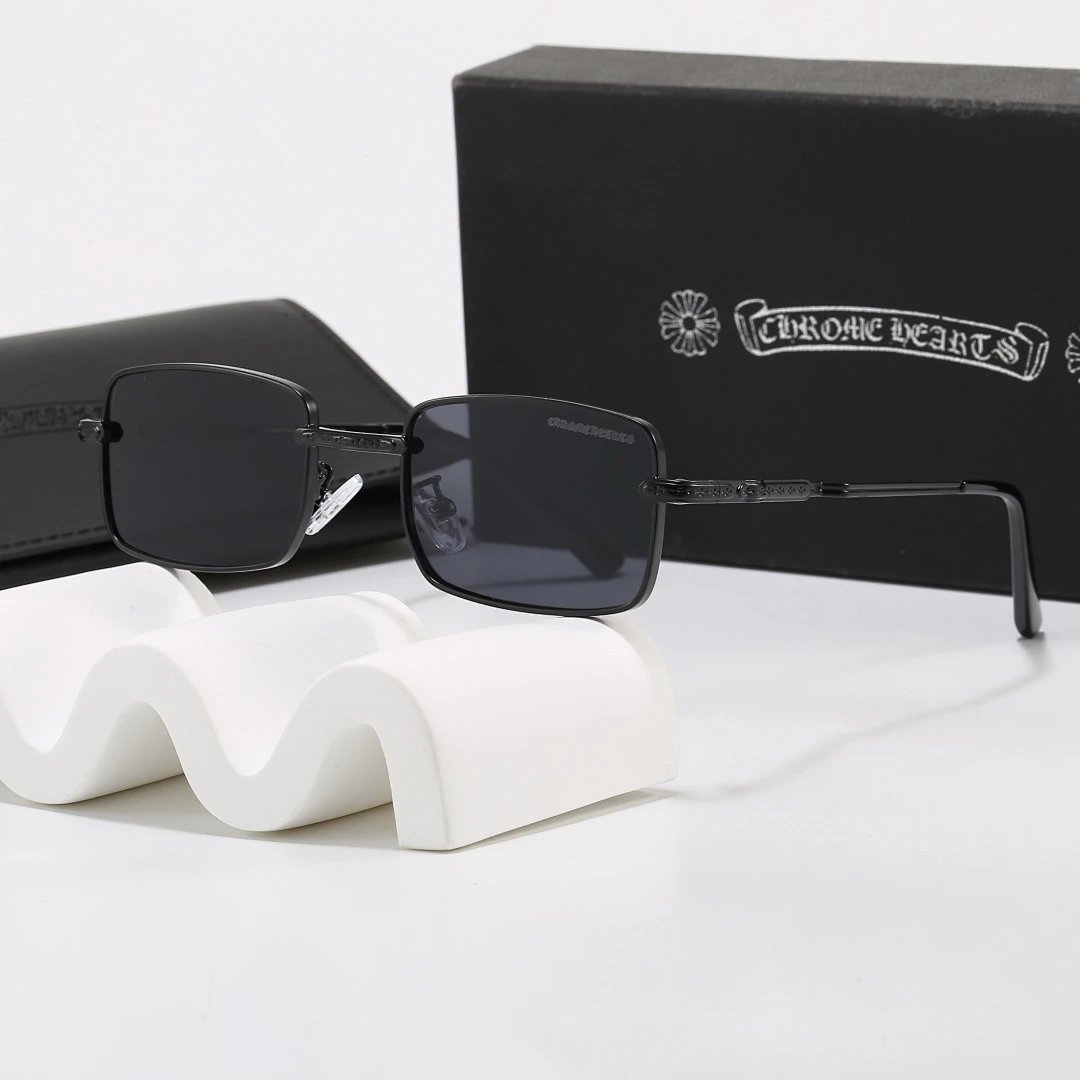 Chrome Hearts Black Tinted Lens Square Sunglasses, Polished Frame Style 01