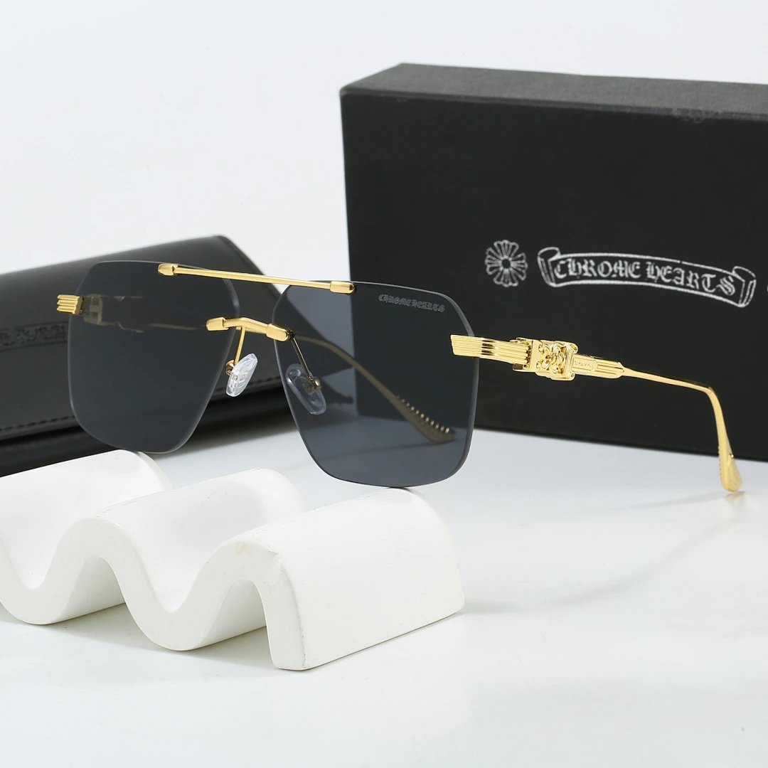 Chrome Hearts Black Tinted Lens Square Sunglasses, Polished Frame Style 02
