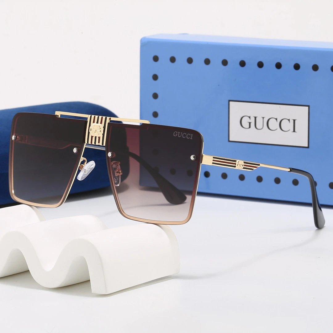 Gucci Black Tinted Lens Square Sunglasses, Polished Frame Style 20
