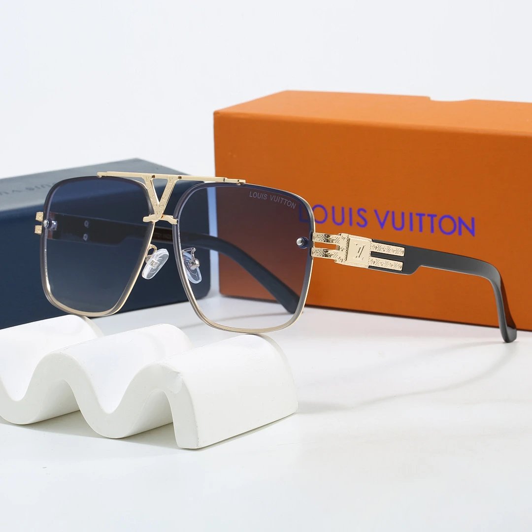 Louis Vuitton Brown Tinted Lens Square Sunglasses, Polished Frame Style 25