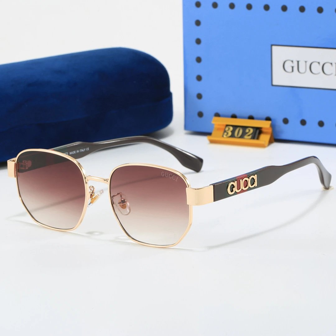 Gucci Blue Tinted Lens Square Sunglasses, Polished Frame Style 06