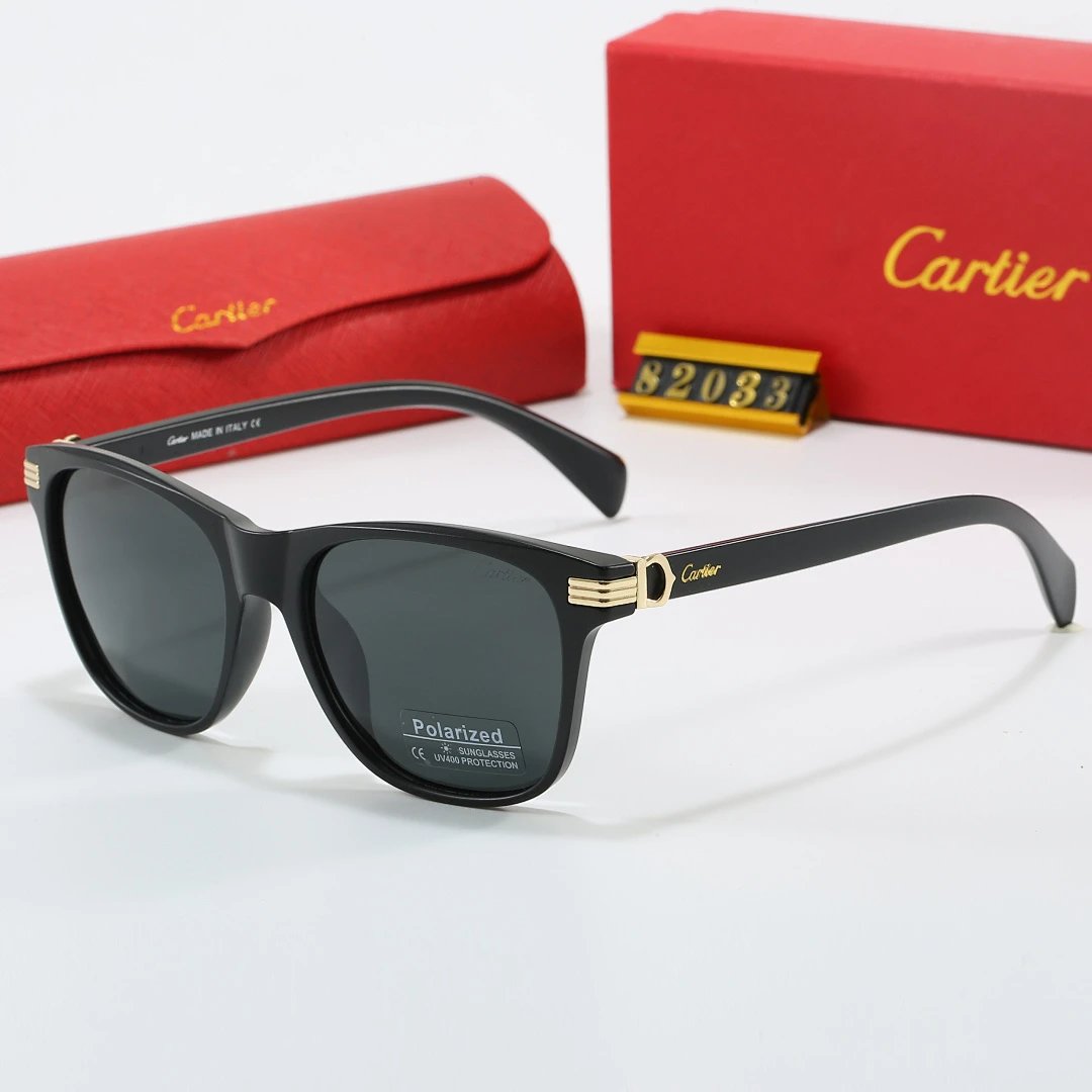 Cartier Red Tinted Lens Geometric Sunglasses, Polished Frame Style 02