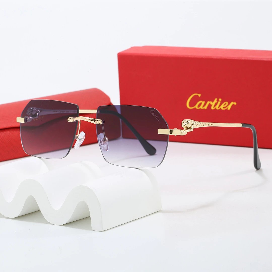 Cartier Red Tinted Lens Geometric Sunglasses, Polished Frame Style 22