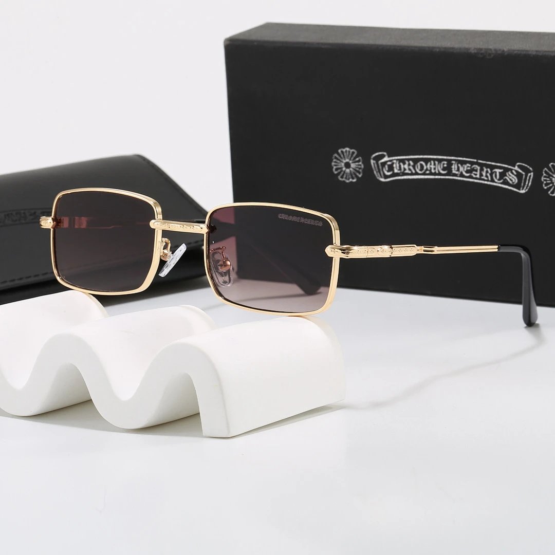 Chrome Hearts Black Tinted Lens Square Sunglasses, Polished Frame Style 03