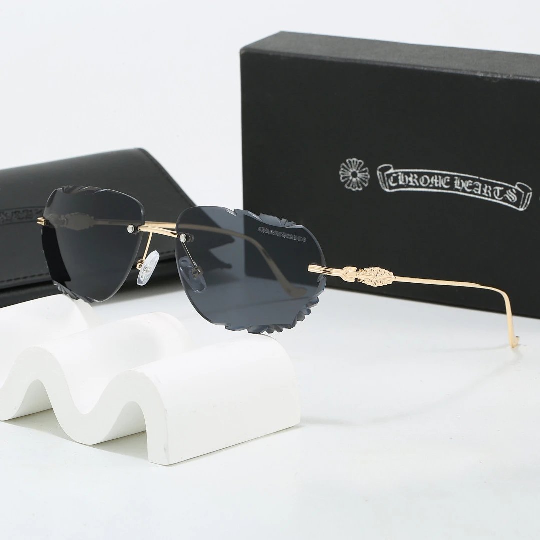 Chrome Hearts Black Tinted Lens Square Sunglasses, Polished Frame Style 01
