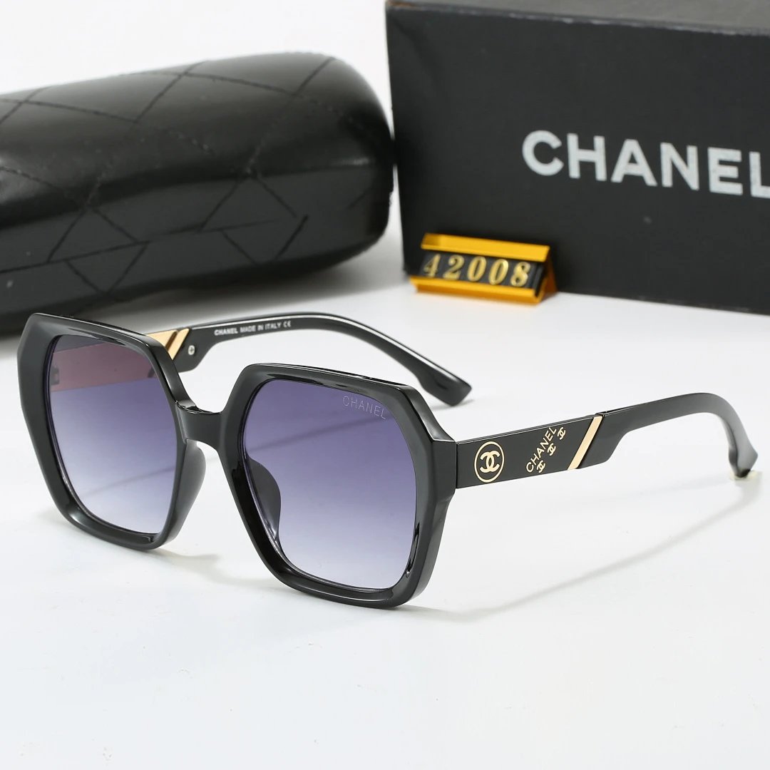Chanel Black Tinted Lens Square Sunglasses, Polished Frame Style 19
