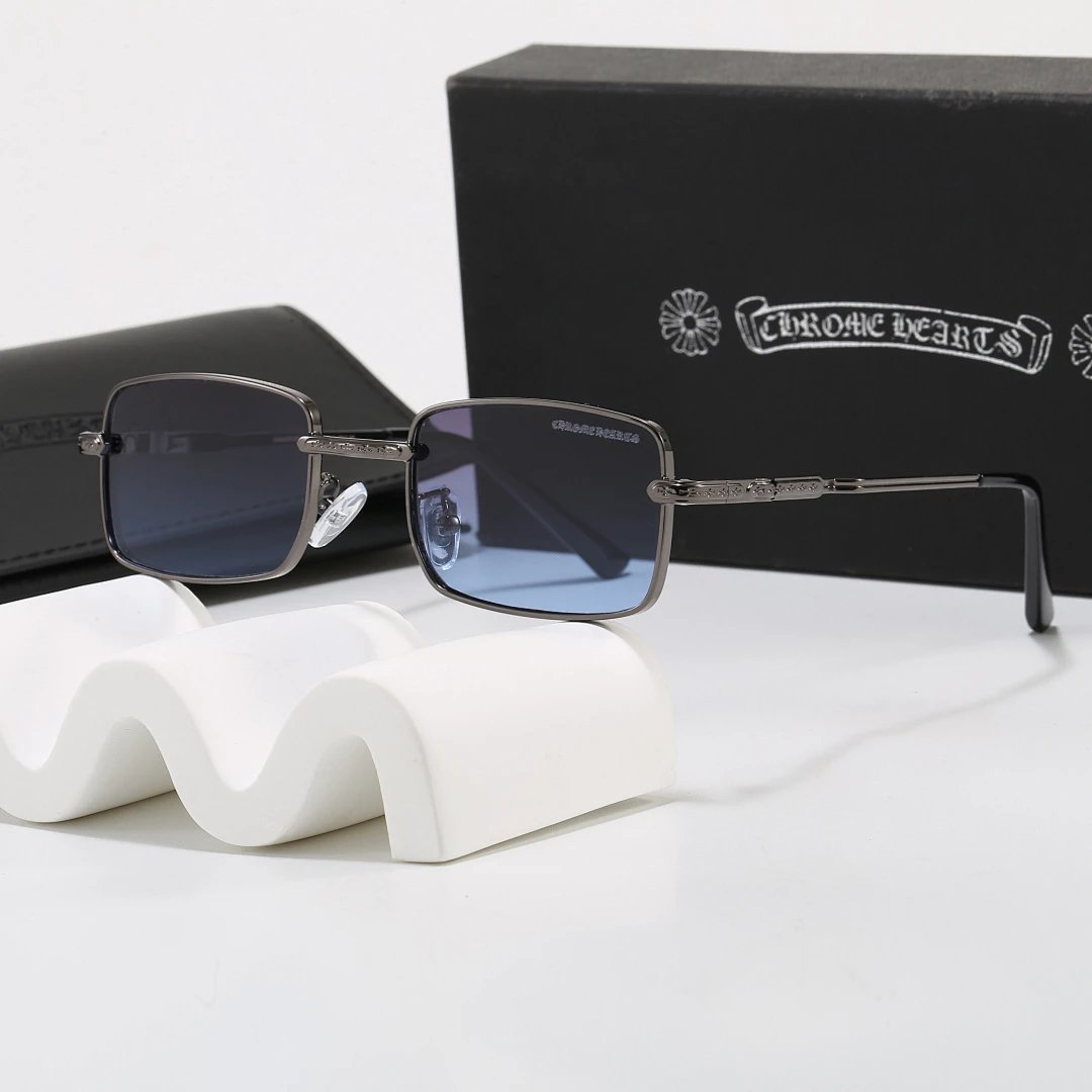 Chrome Hearts Black Tinted Lens Square Sunglasses, Polished Frame Style 02