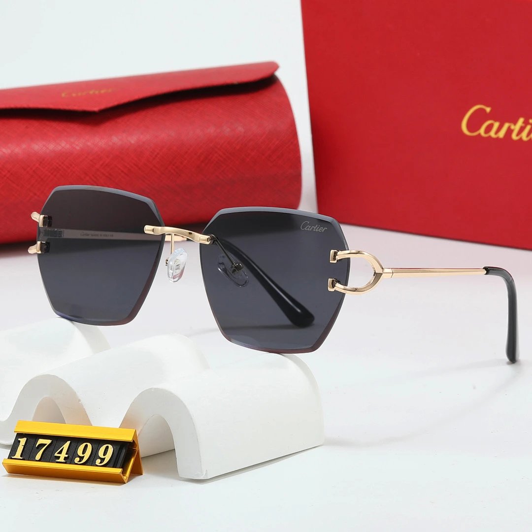 Cartier Red Tinted Lens Geometric Sunglasses, Polished Frame Style 33