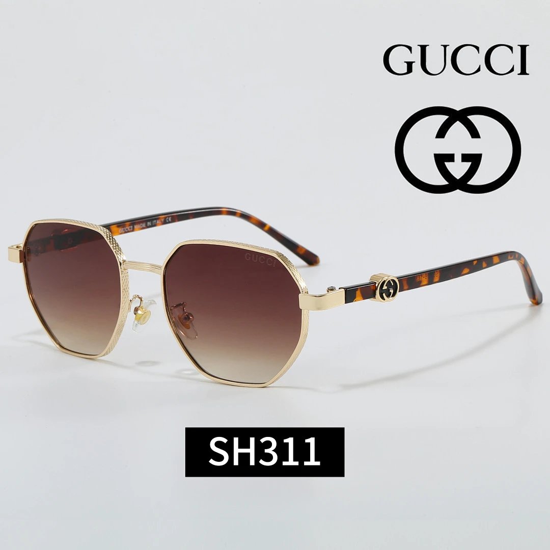 Gucci Tinted Lens Square Sunglasses, Polished Frame Style 14
