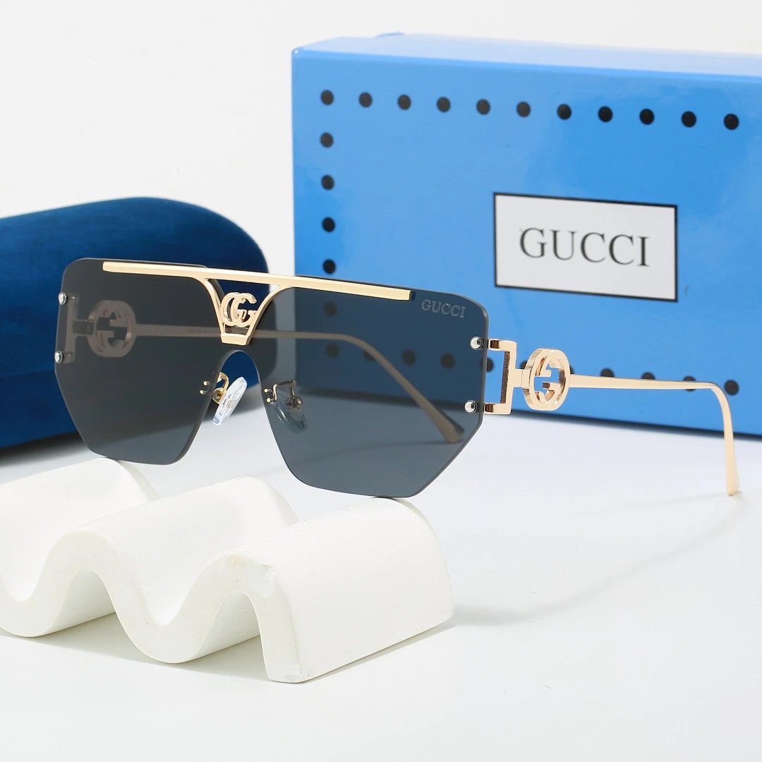 Gucci Blue Tinted Lens Square Sunglasses, Polished Frame Style 14