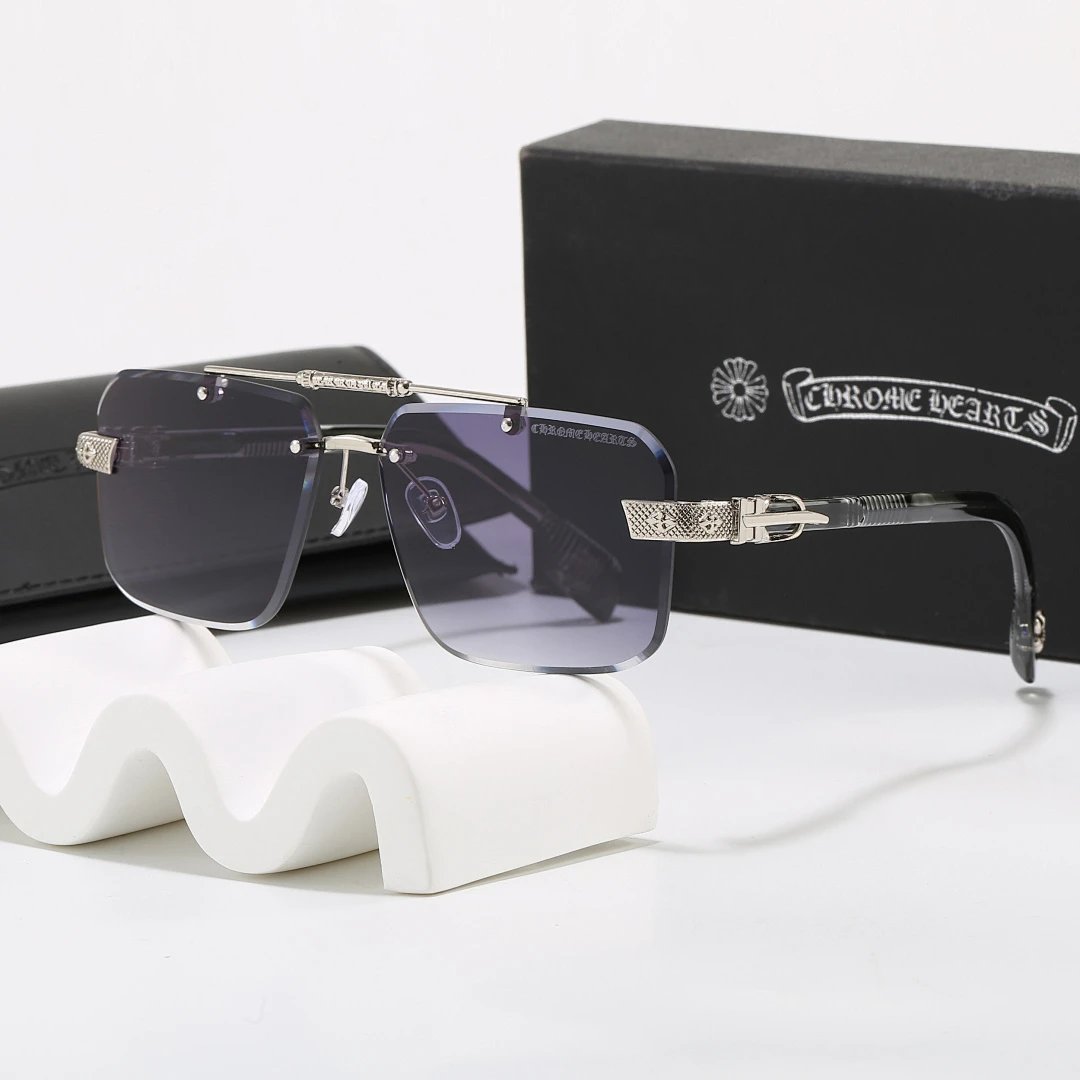 Chrome Hearts Black Tinted Lens Square Sunglasses, Polished Frame Style 03