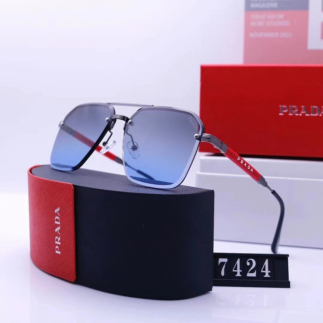 Prada Black Tinted Lens Square Sunglasses, Polished Frame Style 02