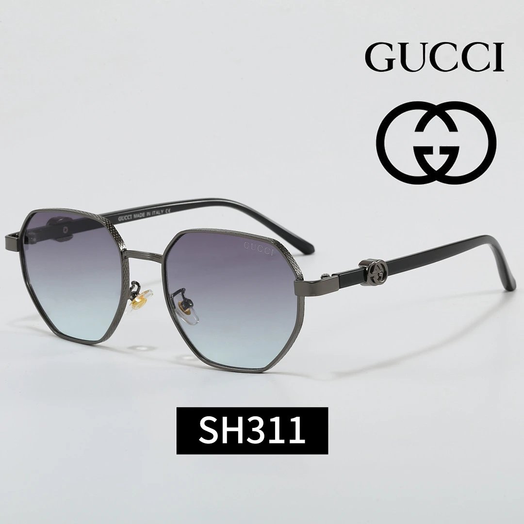 Gucci Black Tinted Lens Square Sunglasses, Polished Frame Style 10