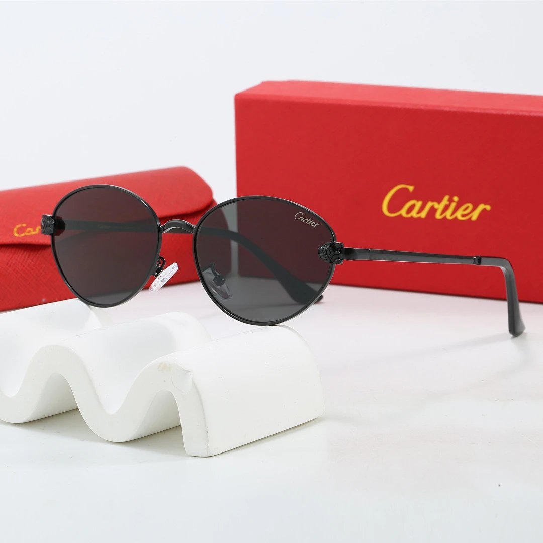 Cartier Red Tinted Lens Geometric Sunglasses, Polished Frame Style 05