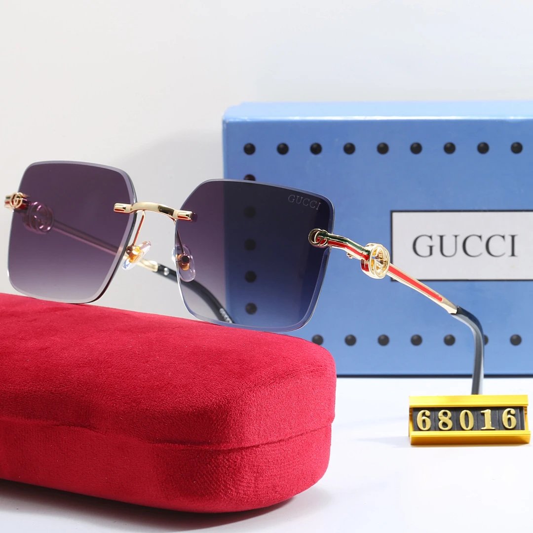 Gucci Tinted Lens Square Sunglasses, Polished Frame Style 23